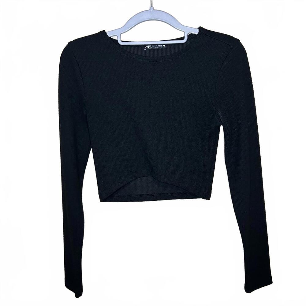 Long Sleeve Crop top - ribbed and soft - Zara black size medium